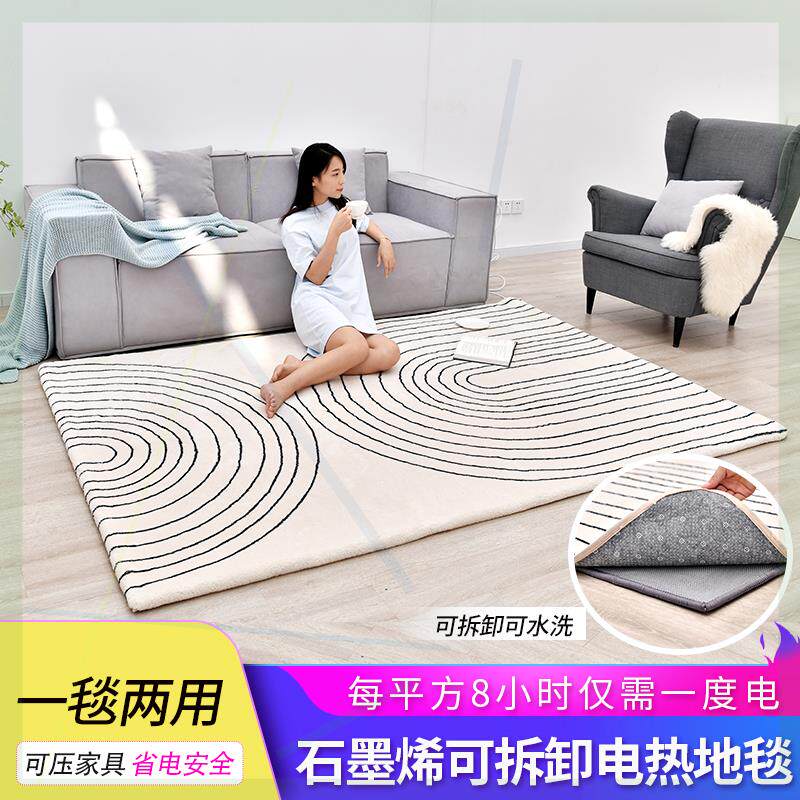 可拆卸可机洗石墨烯电热地毯家用客厅碳晶地暖垫电加热地热垫定制