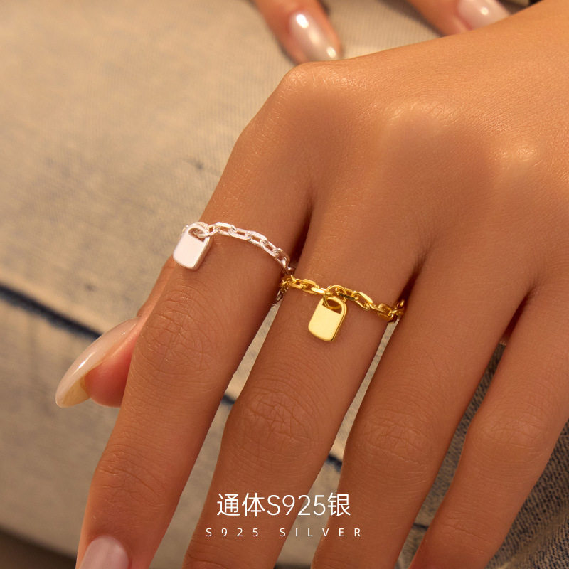 榕树下S925银ins博主链条闭口戒