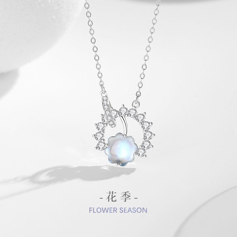 花朵纯银925项链女小众设计轻奢