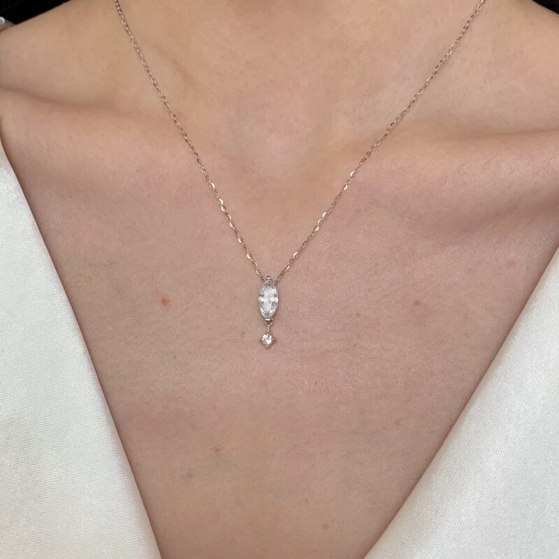 S925纯银一滴泪项链女韩系简约精