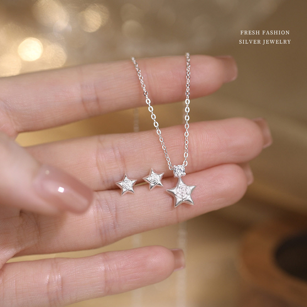 云小舒S925银折纸星星耳钉女款小