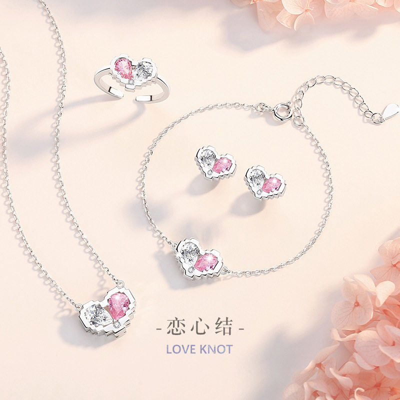 爱心纯银925项链女小众设计轻奢
