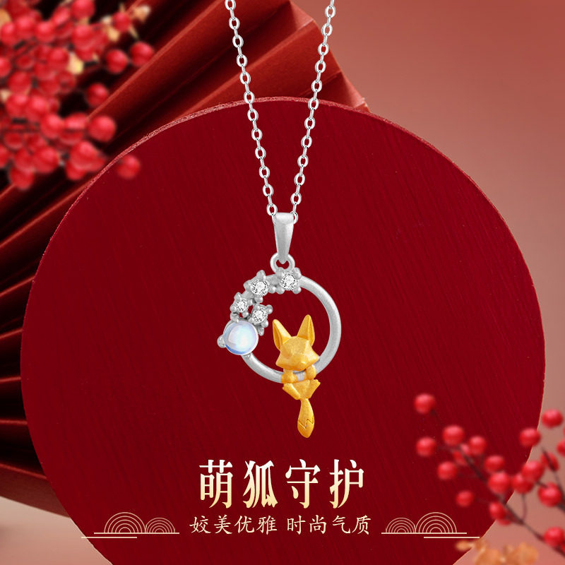 小狐狸纯银925项链女国潮新年款