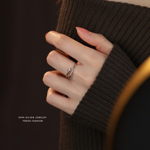 s999纯银海豚开口戒指女韩版可爱创意简约个性时尚轻奢足银指环