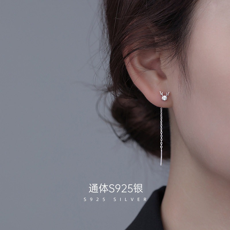 榕树下S925银小鹿角耳线2022年新