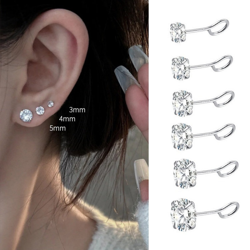 s999纯银四爪耳钉女日常通勤简约