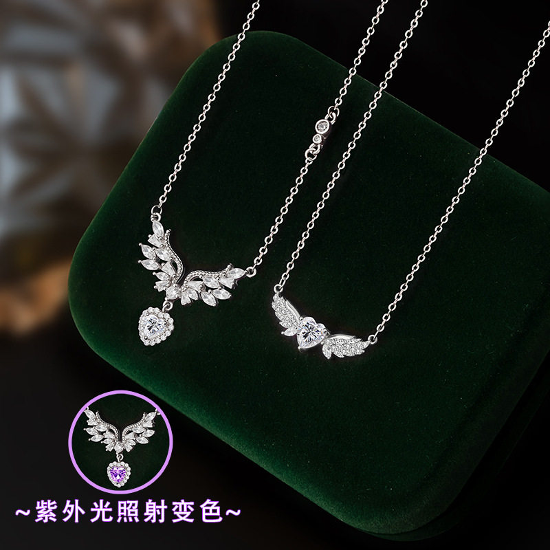 s925银项链女轻奢小众天使之翼爱