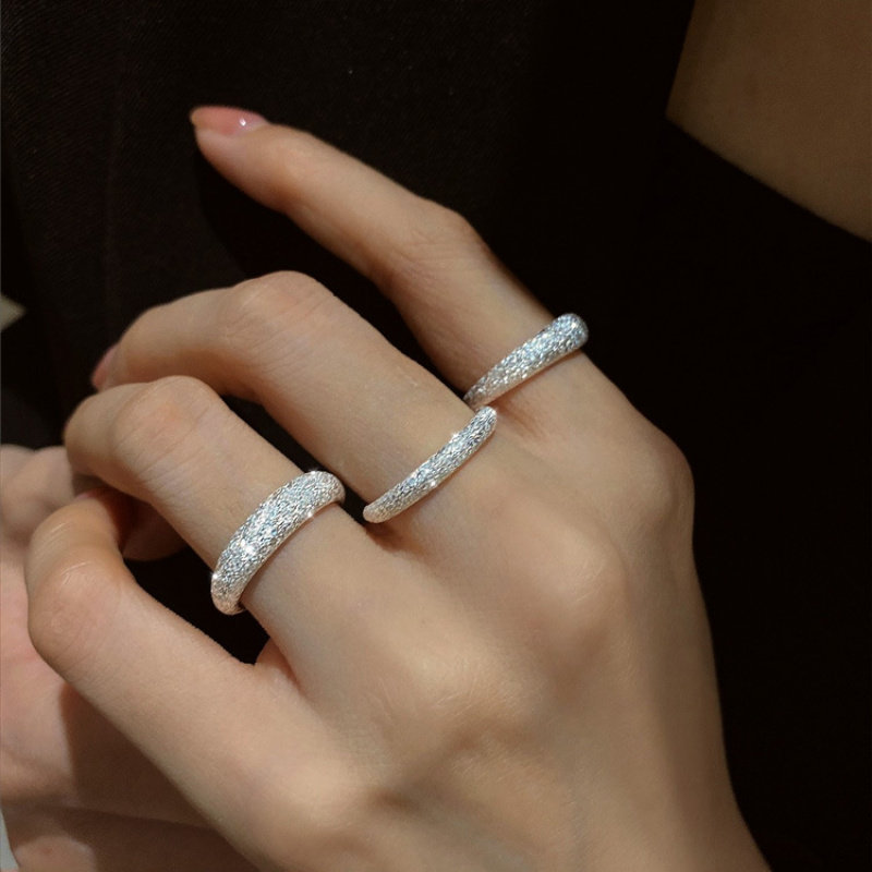 S925纯银星河闪烁满天星戒指女冷