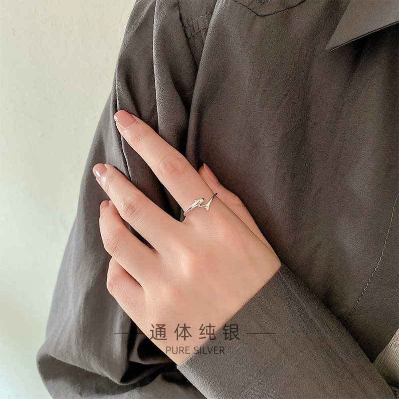 榕树下S925纯银韩版海洋光面海豚