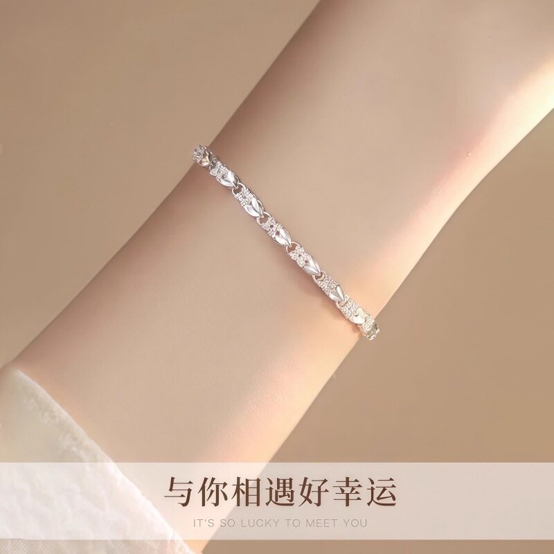S999足银手链女款2026年新款四叶
