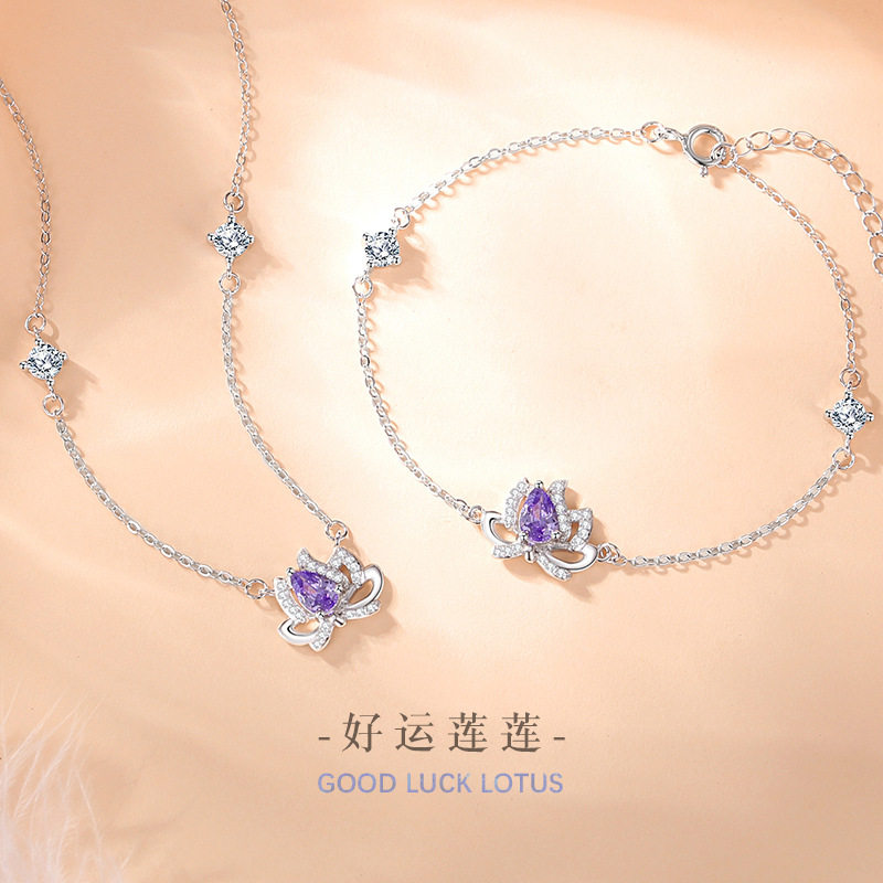 好运莲莲纯银925项链女小众设计