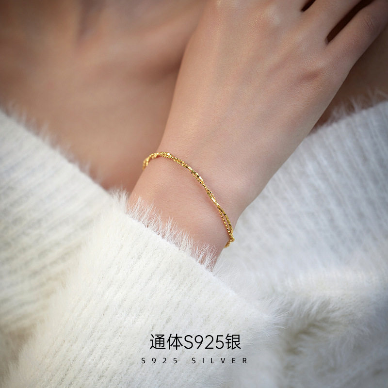 榕树下S925银双层缠绕手链女闪闪