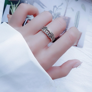 S925纯银五帝钱戒指国潮风男女开口指环复古指钱币招财转运钱多多