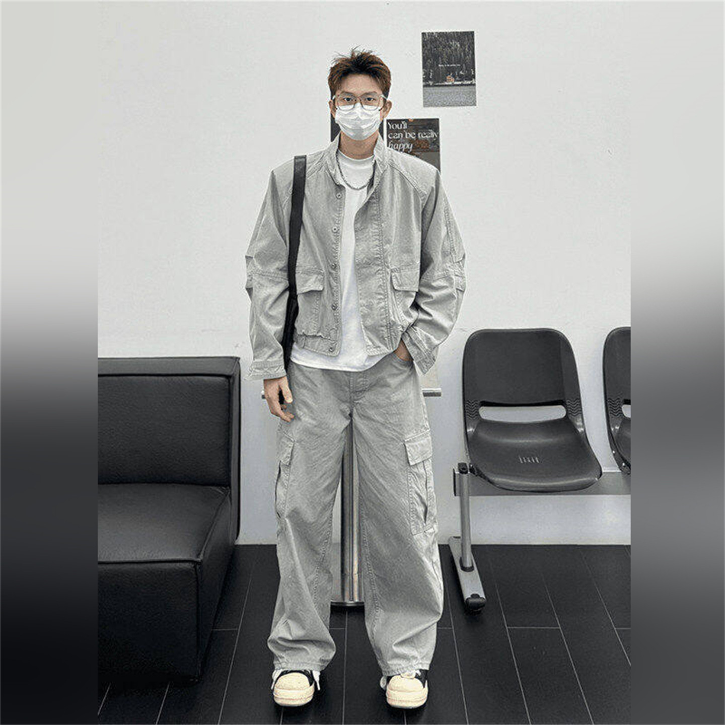 CLARALEE时尚牛仔套装男生高级感痞帅男装2026春秋休闲穿搭一整套