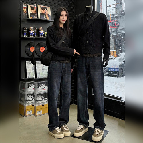 CLARALEE复古牛仔裤男春秋季直筒提档微喇裤美式vibe修身显瘦裤子