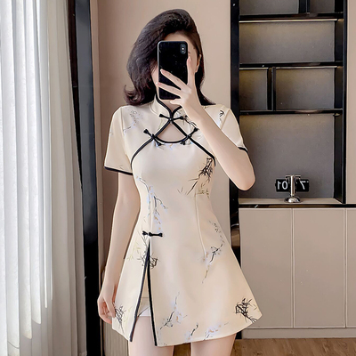 年轻款旗袍性感减龄柔式spa足疗女技师衣服高端足浴养生师工作服