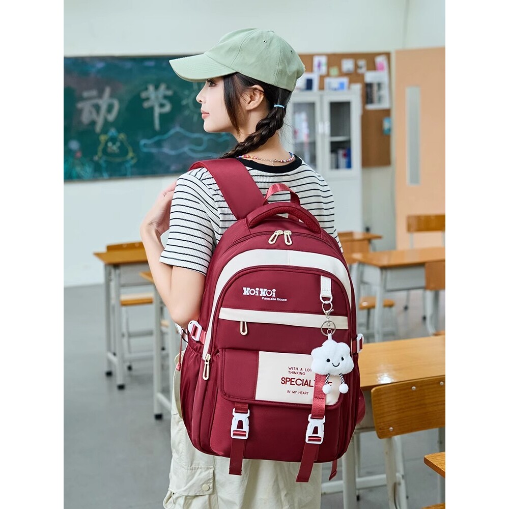 新款护脊书包女生高中超大容量中学生初中生小学生轻便减负双肩包