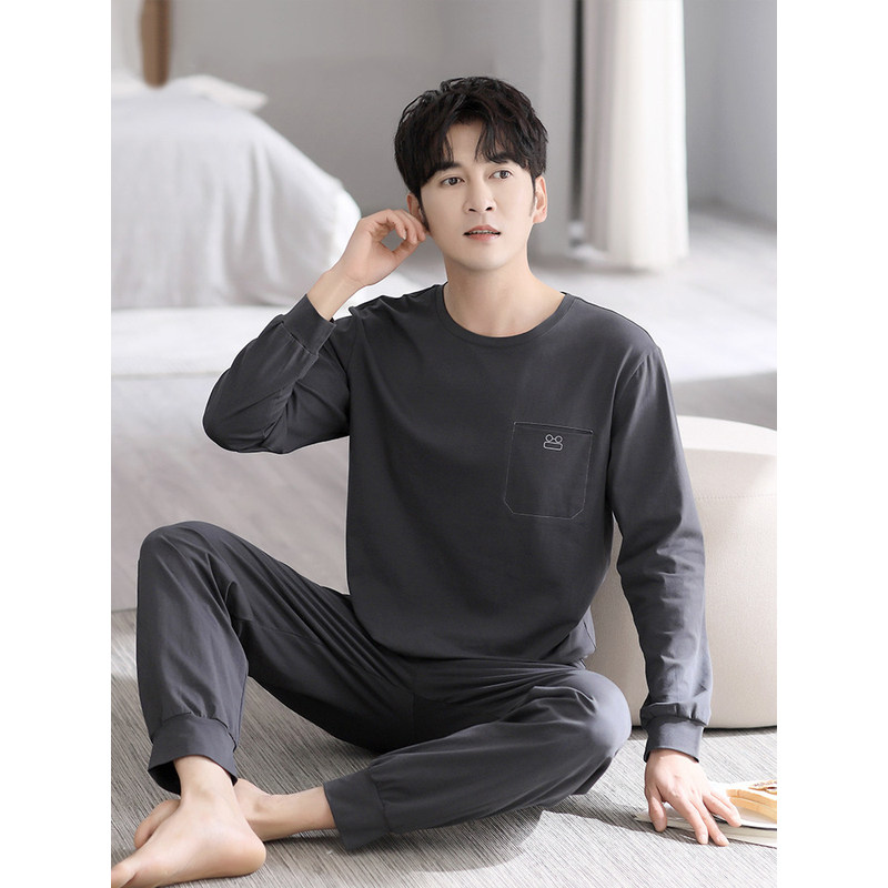 男士睡衣春秋款纯棉可外穿2025新款冬季青少年大码休闲家居服套装