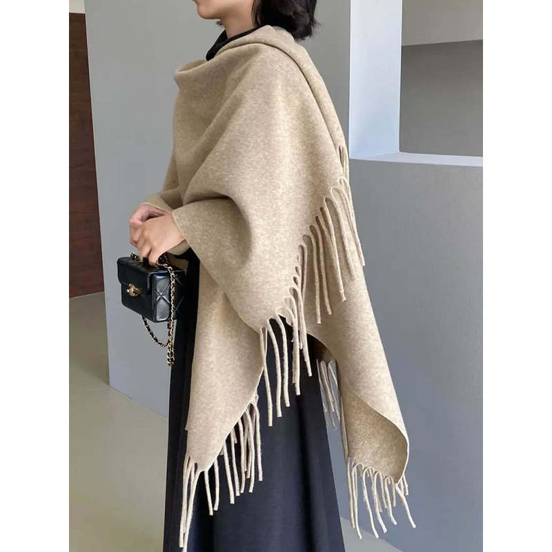 法国Coor Keva高级羊绒燕麦色大披肩外搭女士冬披风斗篷保暖护肩