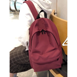 法国ZAMP书包轻度少女古着感纯色双肩包尼龙防水校园学生减负背包