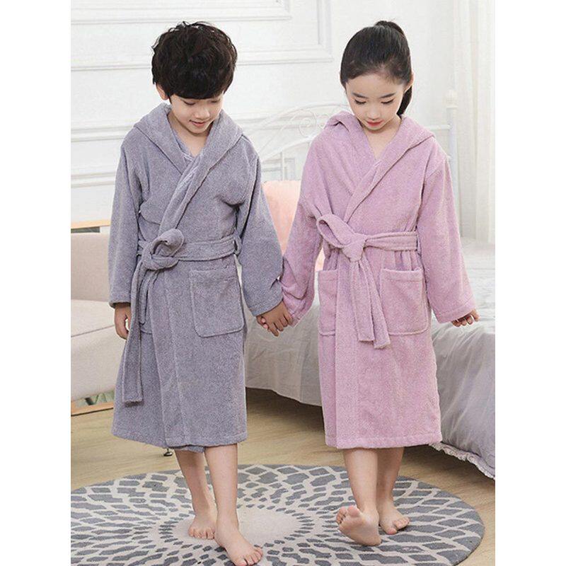 儿童睡袍男孩春秋加厚纯棉吸水速干游泳连帽睡衣冬季女童毛巾浴袍