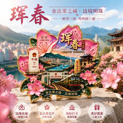 吉林延吉珲春长春城市文创金属磁吸冰箱贴文旅周边精致纪念品伴手