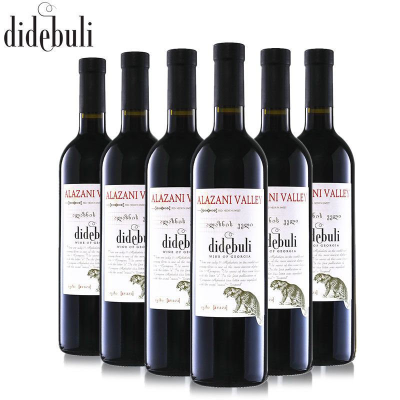格鲁吉亚 原瓶进口 alazani valley 阿拉扎尼半甜红葡萄酒 6瓶装