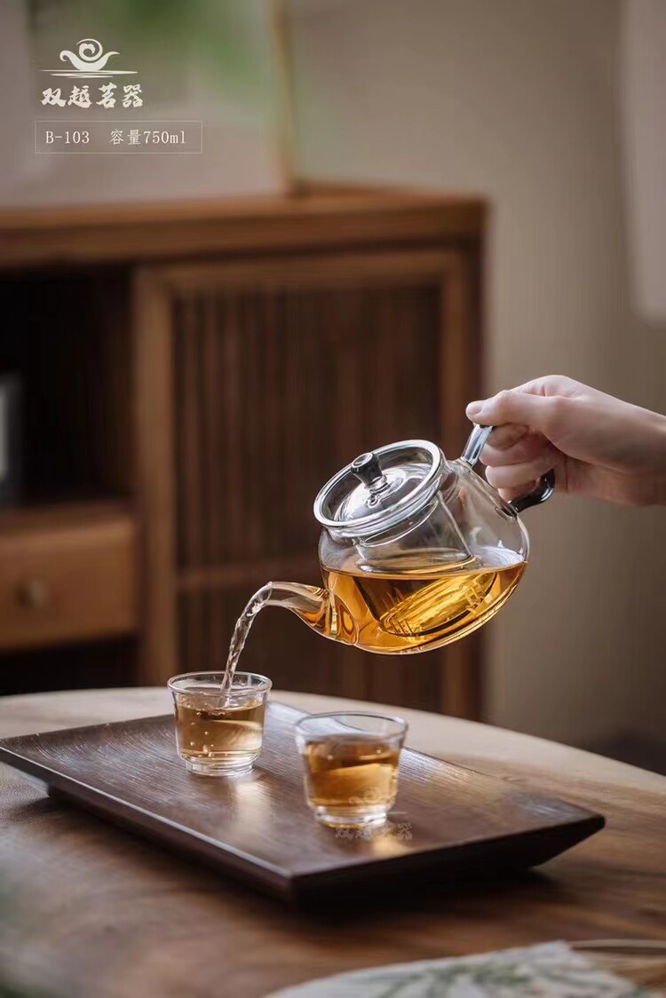 双越茗器玻璃壶煮茶壶泡茶壶耐高温防爆玻璃壶B-103。750ml