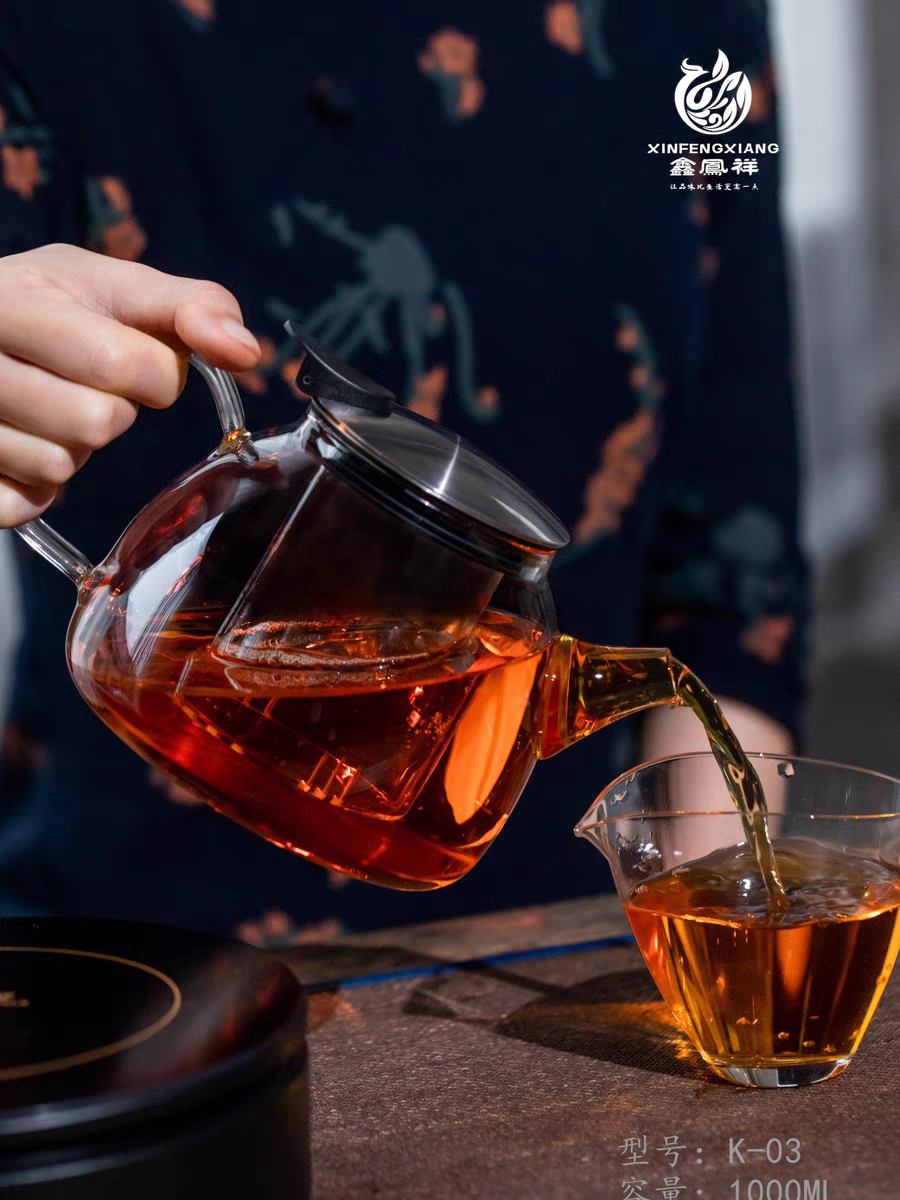 鑫凤祥玻璃泡茶壶耐高温煮茶壶高硼硅玻璃功夫茶具1000ml