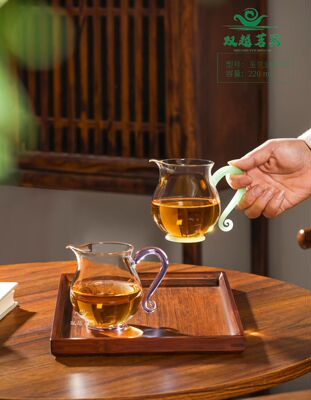 双越茗器玻璃公杯公道杯玉兰公杯220ml高硼硅耐热玻璃