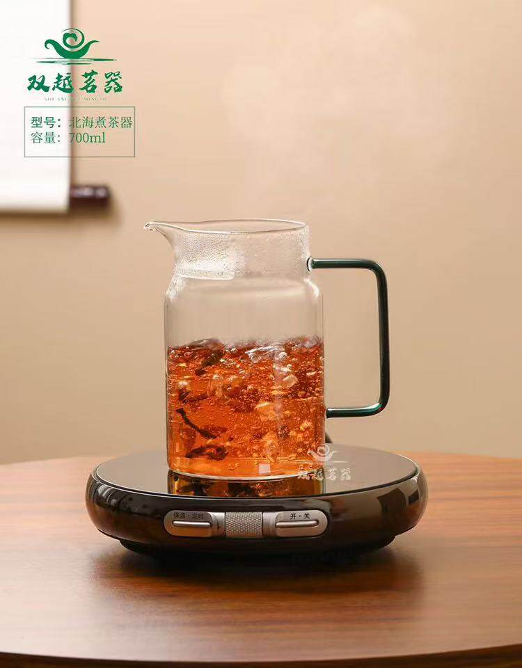 双越茗器玻璃大月牙公杯700ml公道杯分茶器煮茶器茶滤一体 - 实物图