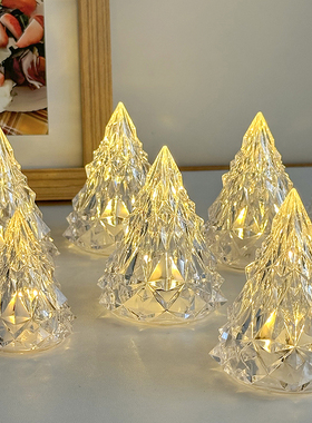 圣诞节电子蜡烛灯小夜灯水晶圣诞树氛围装饰烛台场景布置浪漫房间