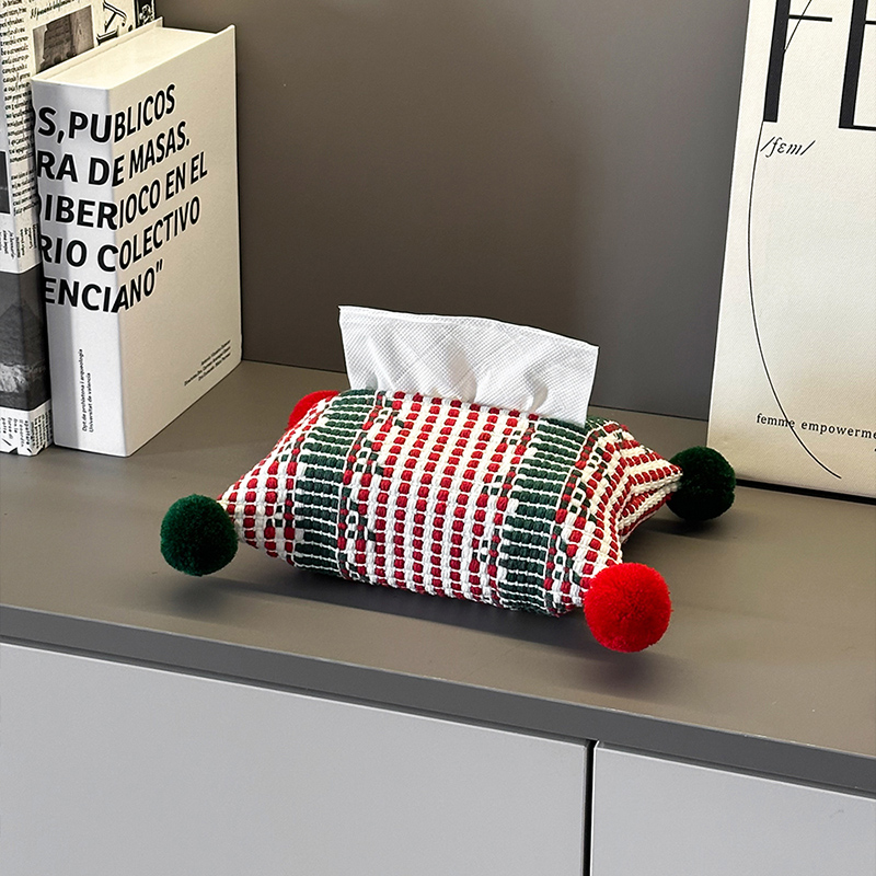 高颜值圣诞轻奢复古纸巾盒家用客厅餐厅车载抽纸盒布艺编织纸巾袋