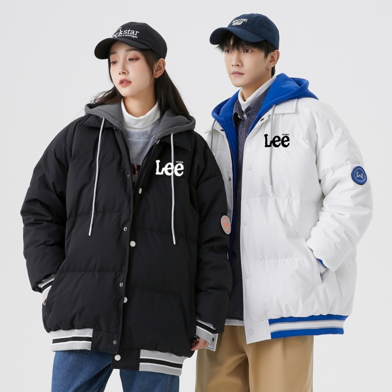 Lee xuss羽绒服男女小众设计假两件情侣装外套国潮牌90白鸭绒连帽