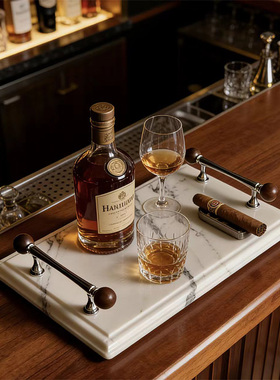 天然大理石托盘宝格丽白置物架高级感奢石首饰香薰长方形收纳托盘