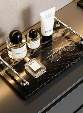 天然大理石托盘浴室香薰护理用品洗漱用品卫生间置物整理收纳架