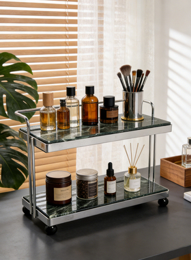 大理石置物架多功能玄关桌面收纳架杯子香水化妆品浴室轻奢多层架