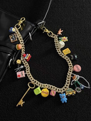 Vanan多巴胺系列金色镶钻古巴裤 秀场配饰穿搭单品ins风 链明星同款