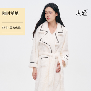 吸水 加厚春秋加绒中长款 从轻浴袍式 睡衣小香风睡袍女冬季