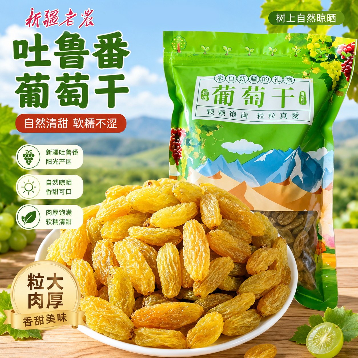 2026新货新疆葡萄干吐鲁番特产无核白大颗粒蜜饯果干零食商用摆摊
