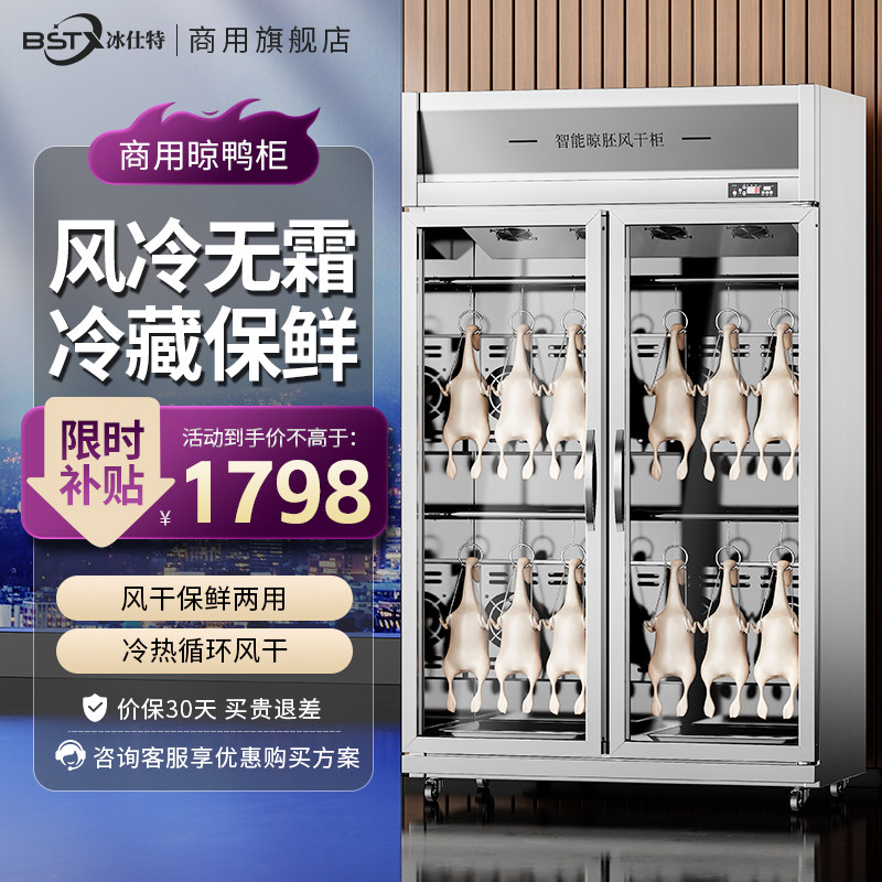 冰仕特商用智能晾鸭柜烧鹅烧腊烘干机晾胚凉烤鸭风干柜风冷吹鸭柜