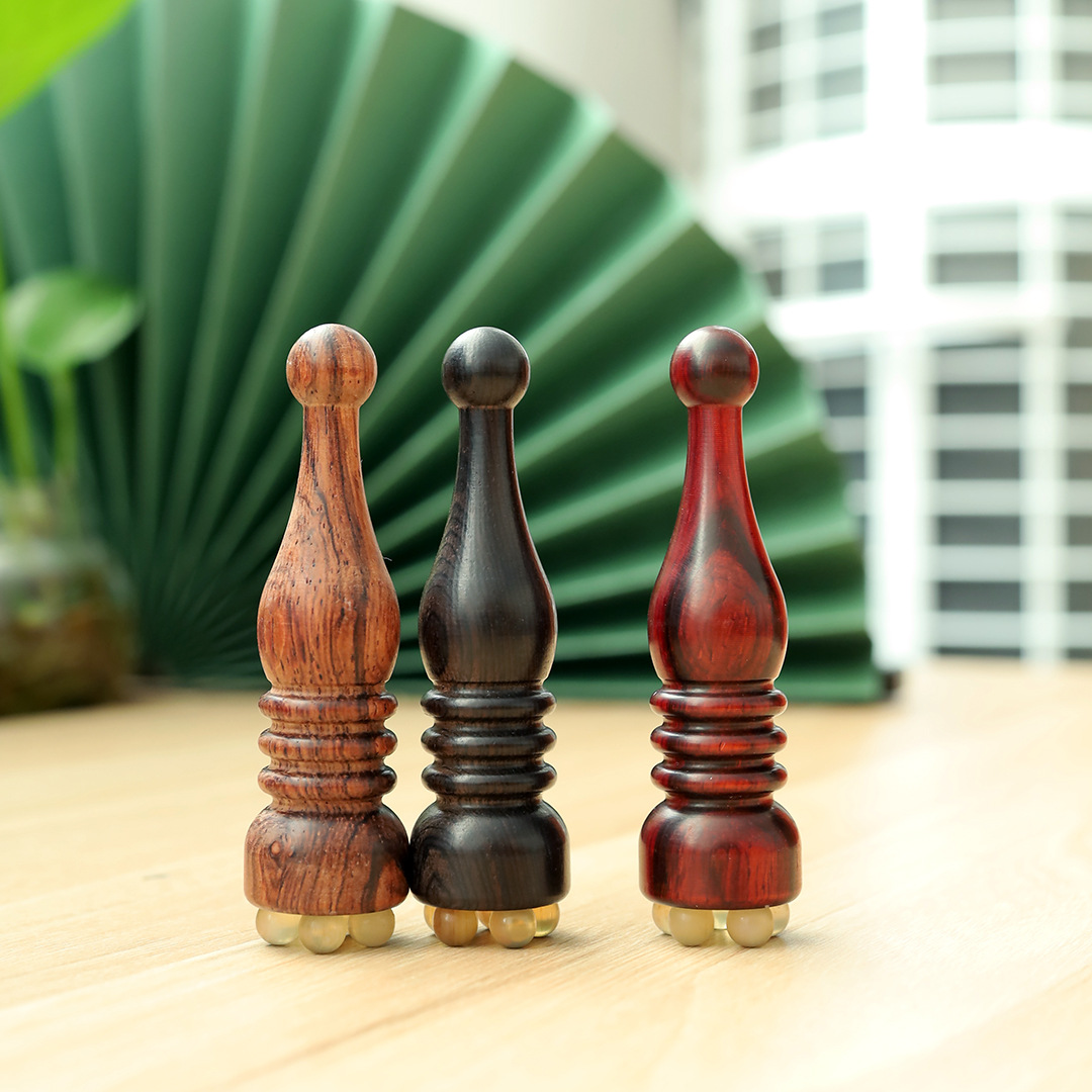 宝塔小莲蓬紫檀木面部创意按摩器脸部美容眼部拨筋棒提拉护肤工具