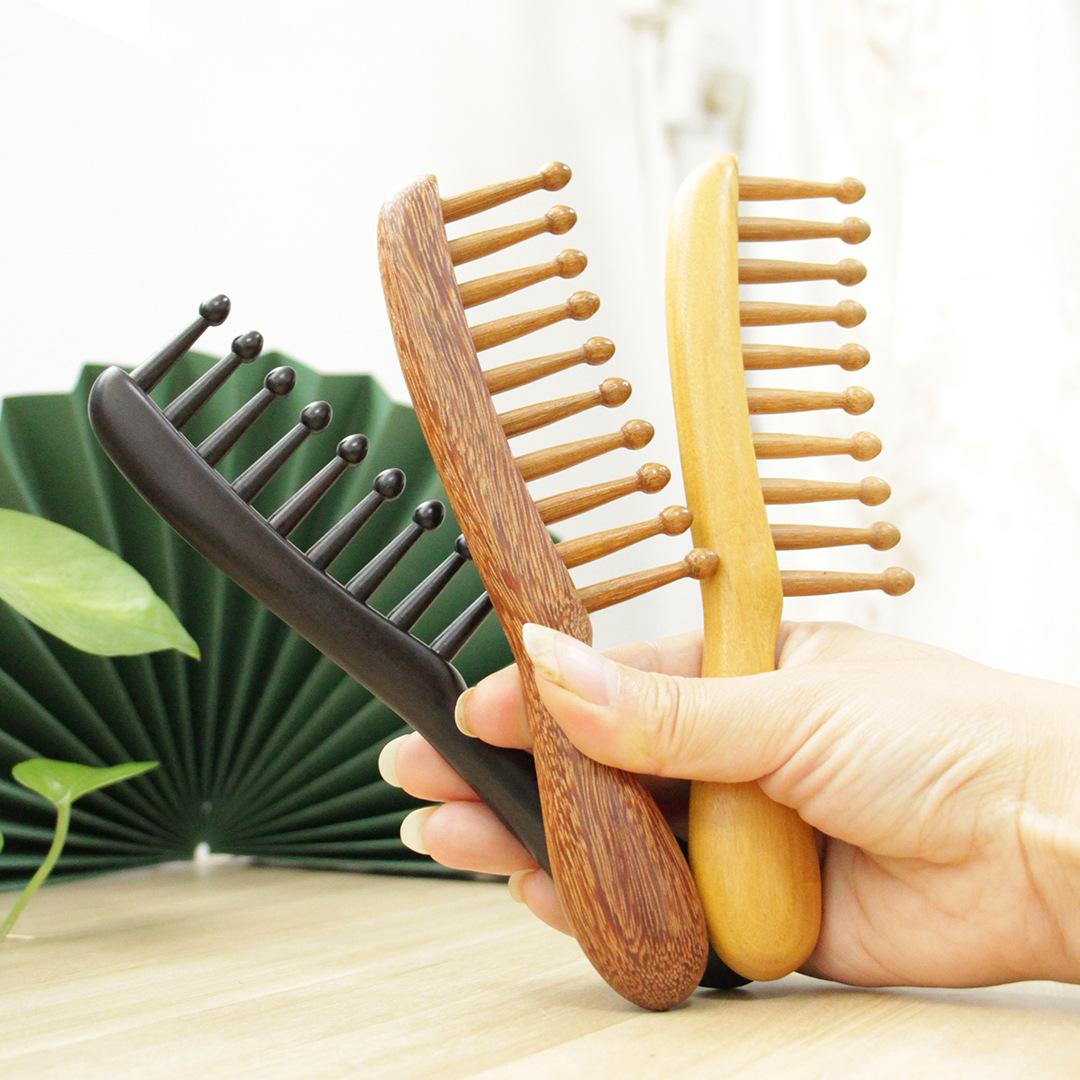 金丝檀桃心齿梳便携插齿梳木梳子