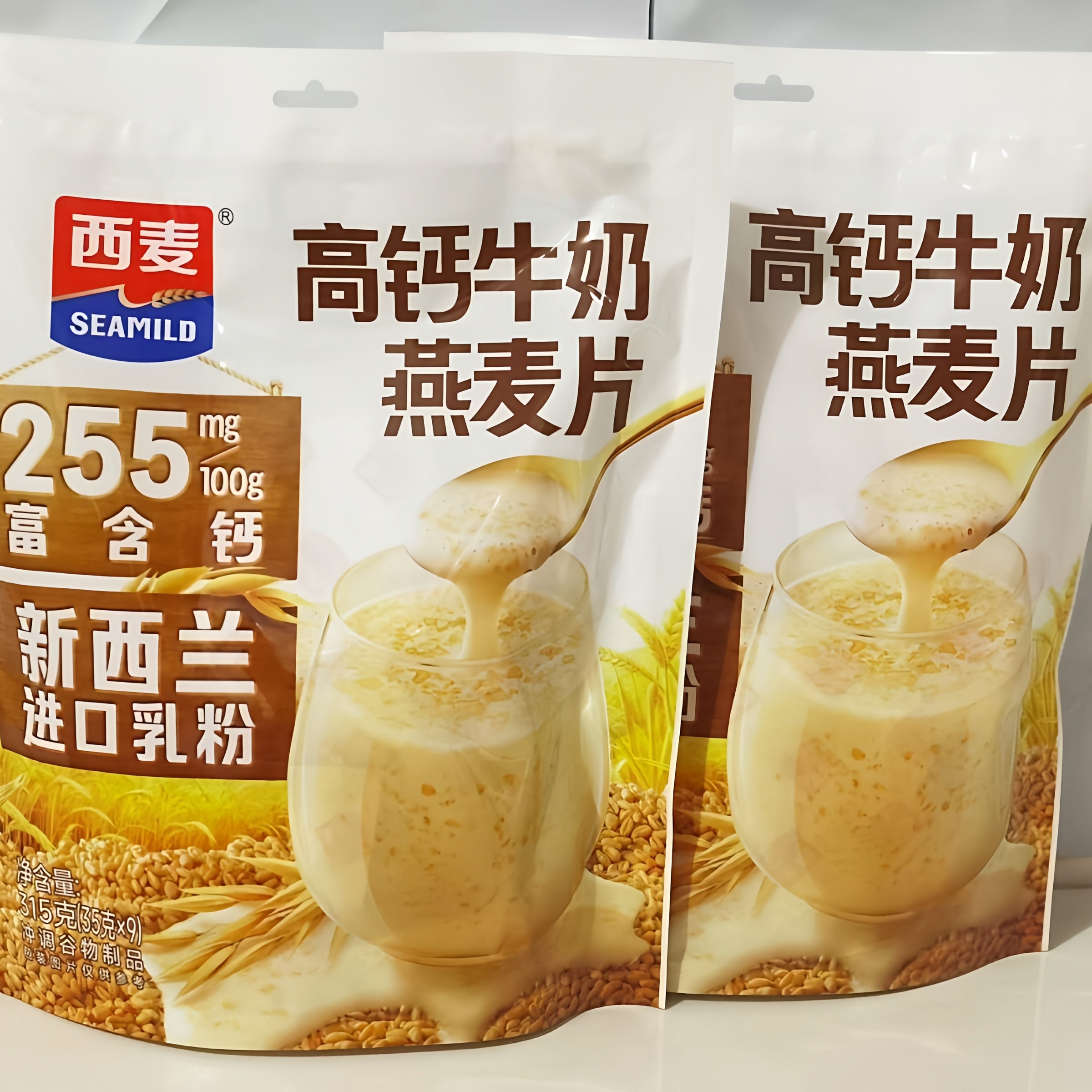 【西麦】牛奶高钙燕麦片315g即食独立冲饮营养冲泡早餐代餐正品