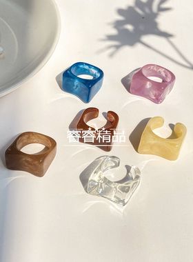 Hot sale ring retro simple temperament Resin joint rings戒指
