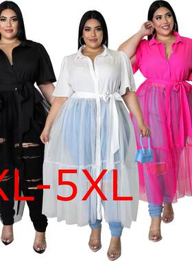 2022 spring fat women plus size long top blouse ladies shirt