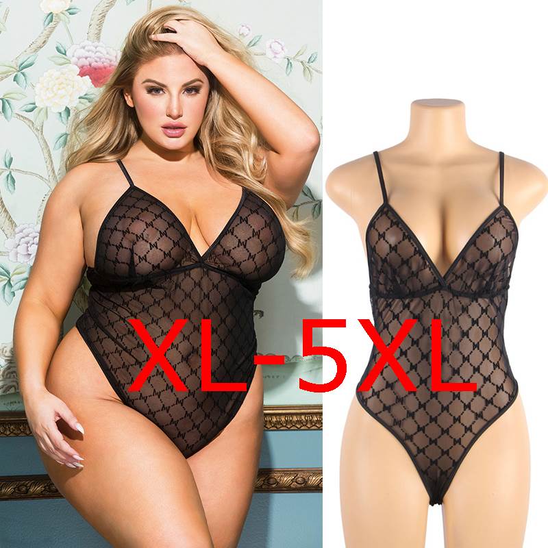 Fat women plus size lace pajamas ladies romper jumpsuit 5XL