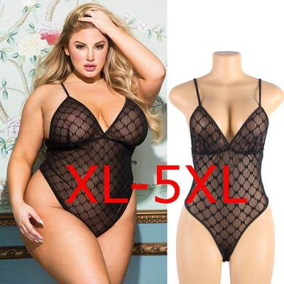 Fat women plus size lace pajamas ladies romper jumpsuit 5XL