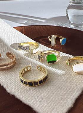 戒指女高级感尾戒潮Green tail Rings Women's Index Finger