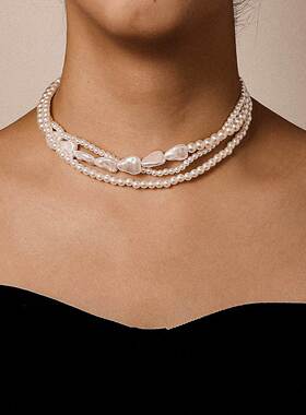 French Style Vintage Pearl Necklace temperament choker 项链